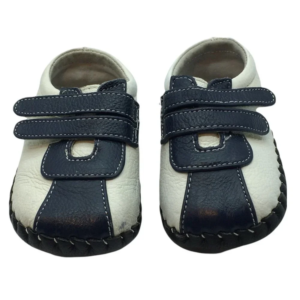 pediped moccasins leather baby shoes Size 6-12 months blue white